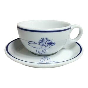 VNTG 1994 Starbucks Rosanna Imports Ceramic Espresso Cup & Saucer Cherub Design